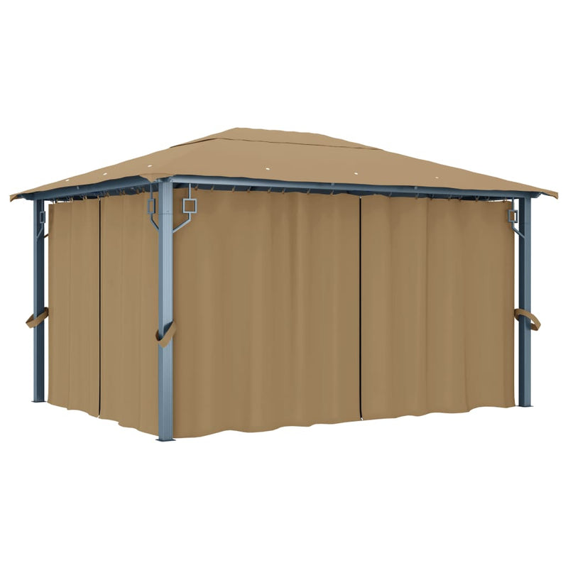 Gazebo with Curtain 400x300 cm Taupe Aluminium