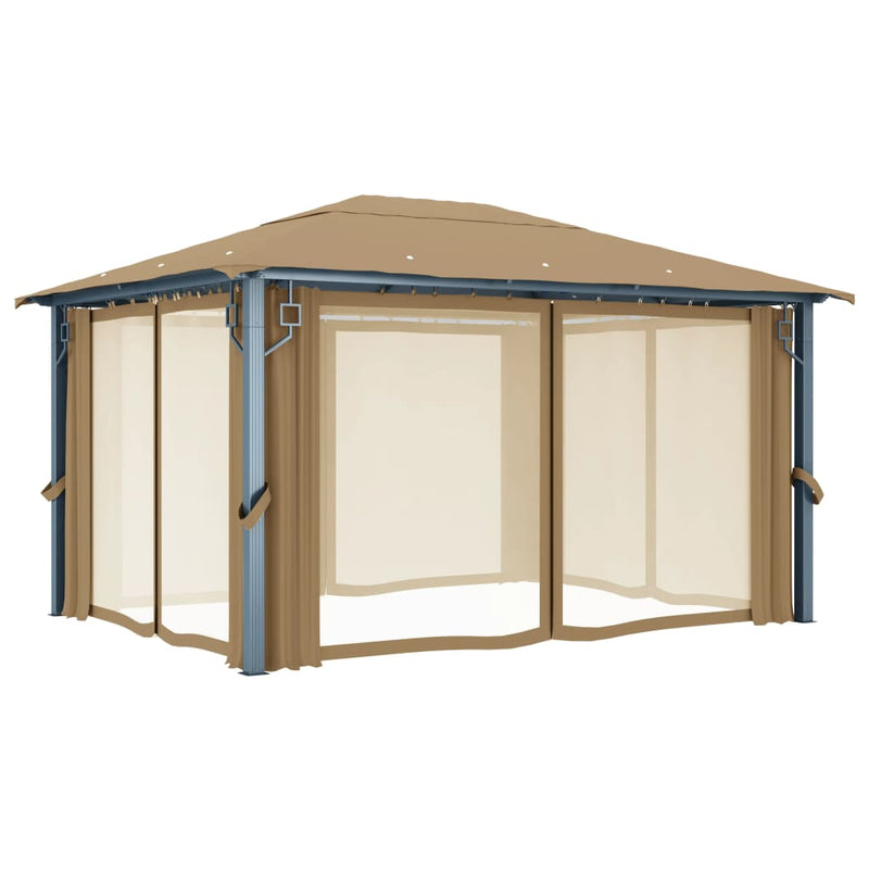 Gazebo with Curtain 400x300 cm Taupe Aluminium