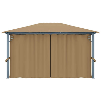 Gazebo with Curtain 400x300 cm Taupe Aluminium