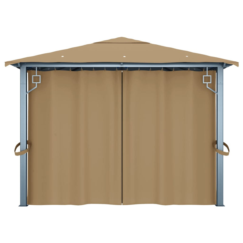 Gazebo with Curtain 400x300 cm Taupe Aluminium