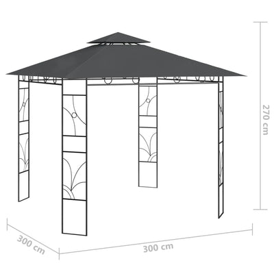 Gazebo 3x3x2.7 m Anthracite 160 g/m²