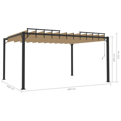 Gazebo with Louvered Roof 3x4 m Taupe Fabric and Aluminium