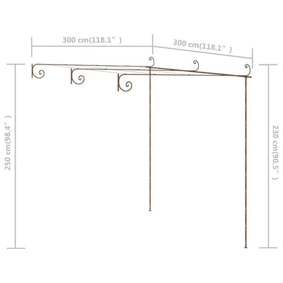 Garden Pergola Antique Brown 3x3x2.5 m Iron