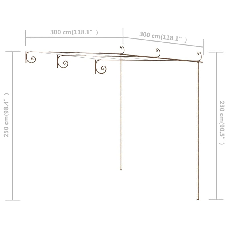 Garden Pergola Antique Brown 3x3x2.5 m Iron