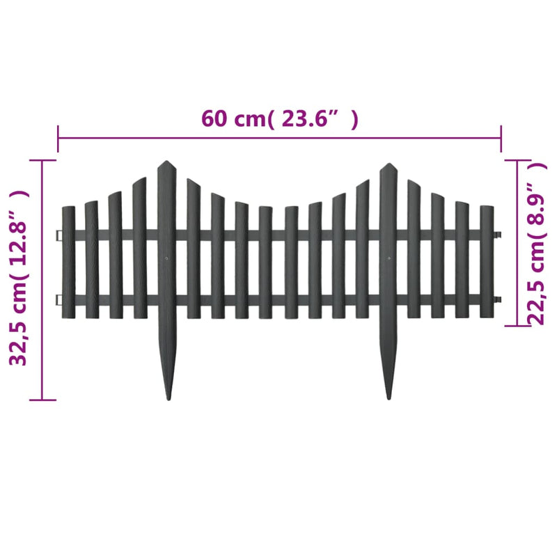 Lawn Edgings 17 pcs Anthracite 10 m PP