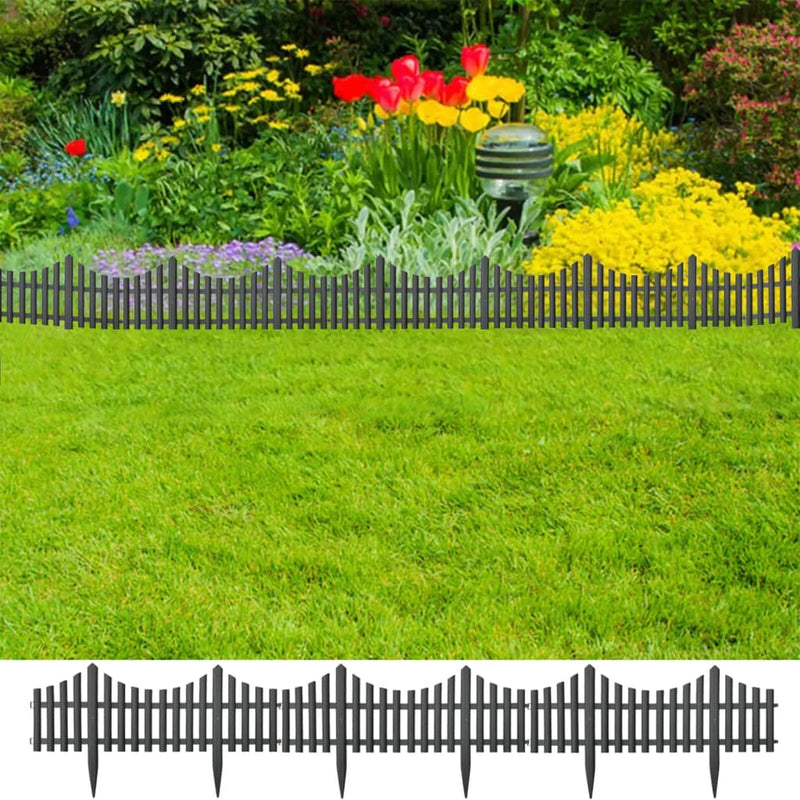 Lawn Edgings 17 pcs Anthracite 10 m PP