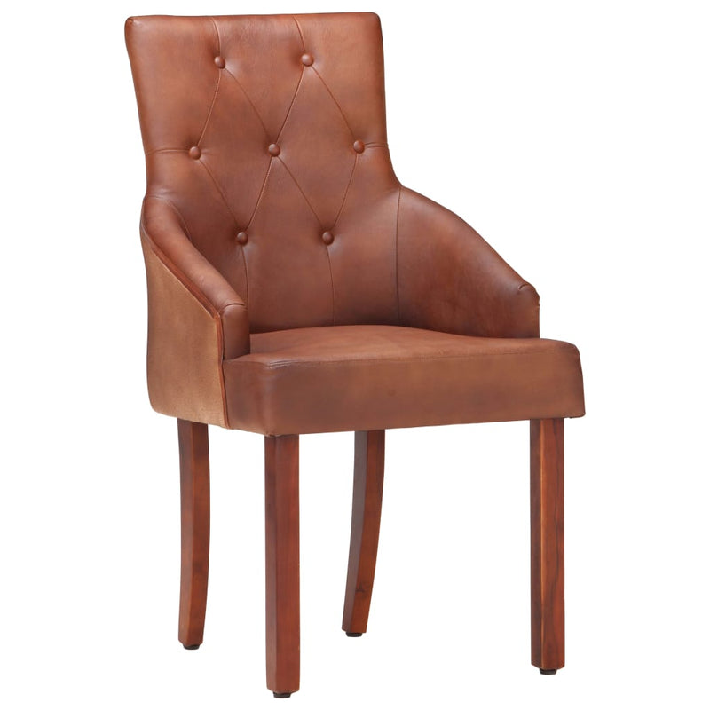 Dining Chairs 6 pcs Brown Real Goat Leather