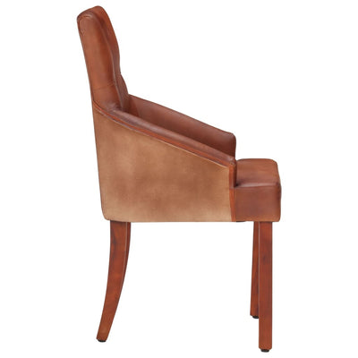 Dining Chairs 6 pcs Brown Real Goat Leather