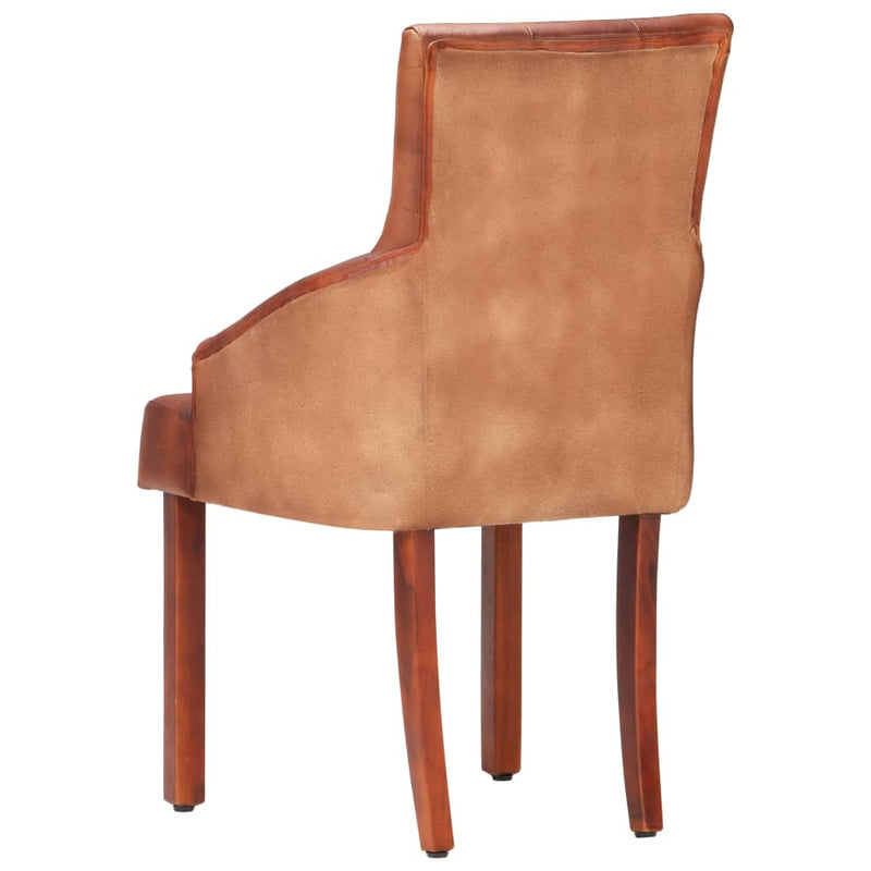 Dining Chairs 6 pcs Brown Real Goat Leather