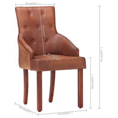 Dining Chairs 6 pcs Brown Real Goat Leather