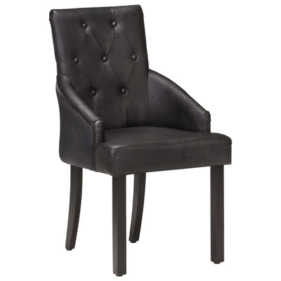 Dining Chairs 4 pcs Black Real Goat Leather