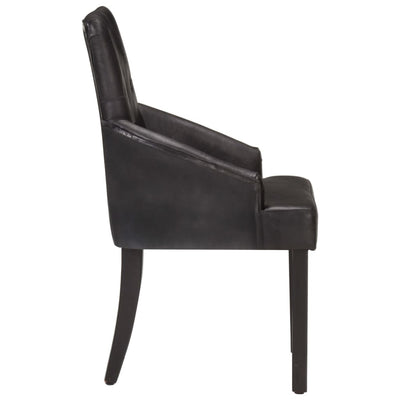 Dining Chairs 4 pcs Black Real Goat Leather