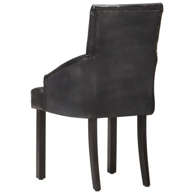 Dining Chairs 4 pcs Black Real Goat Leather