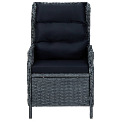 Reclining Garden Chair with Cushions Poly Rattan Dark Grey