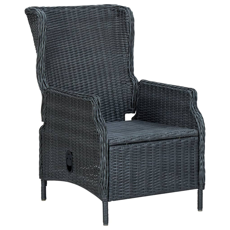 Reclining Garden Chair with Cushions Poly Rattan Dark Grey