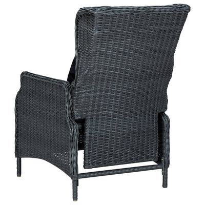 Reclining Garden Chair with Cushions Poly Rattan Dark Grey