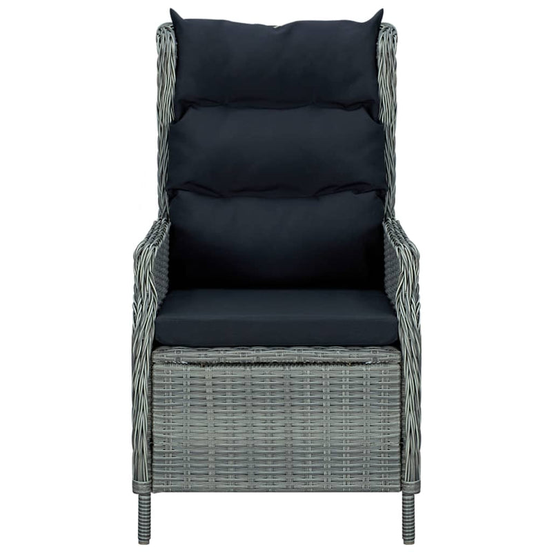 Reclining Garden Chair with Cushions Poly Rattan Light Grey