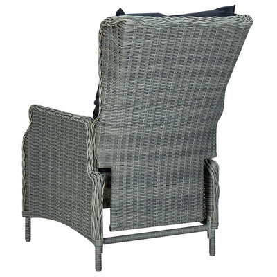 Reclining Garden Chair with Cushions Poly Rattan Light Grey