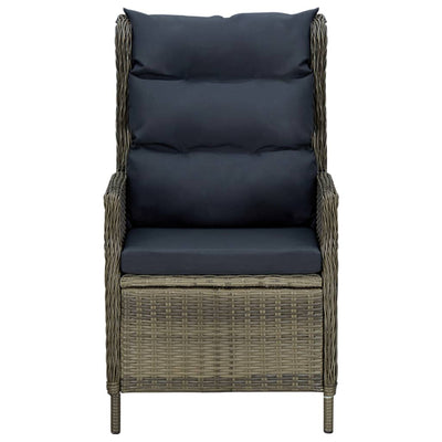 Reclining Garden Chair with Cushions Poly Rattan Brown