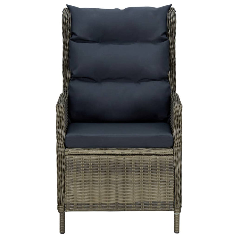 Reclining Garden Chair with Cushions Poly Rattan Brown