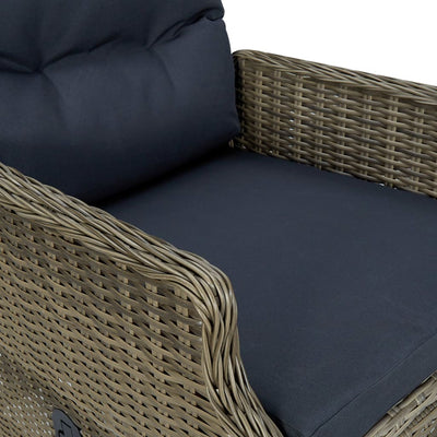 Reclining Garden Chair with Cushions Poly Rattan Brown