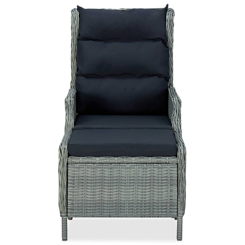 Reclining Garden Chair with Footstool Poly Rattan Light Grey