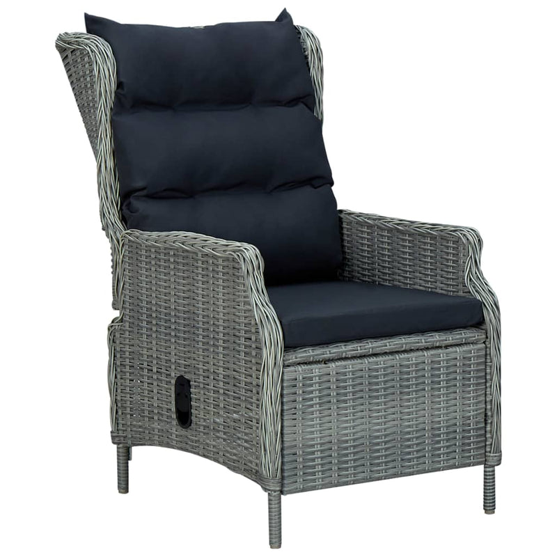 Reclining Garden Chair with Footstool Poly Rattan Light Grey