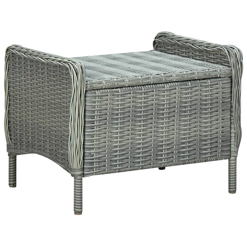 Reclining Garden Chair with Footstool Poly Rattan Light Grey