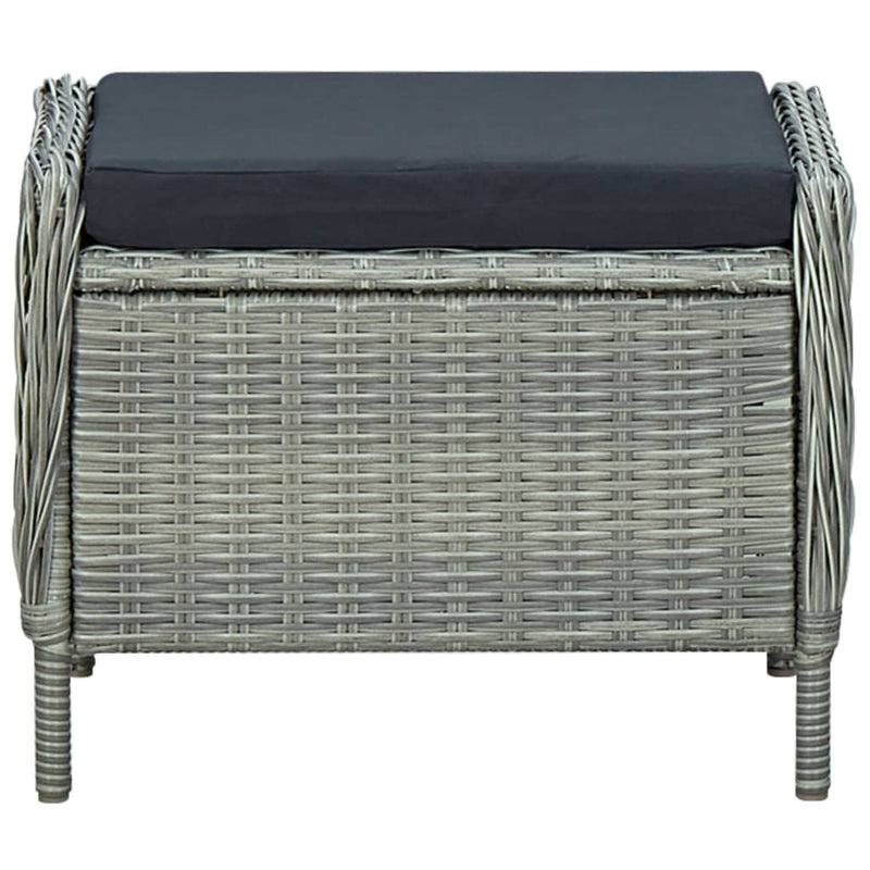 Reclining Garden Chair with Footstool Poly Rattan Light Grey