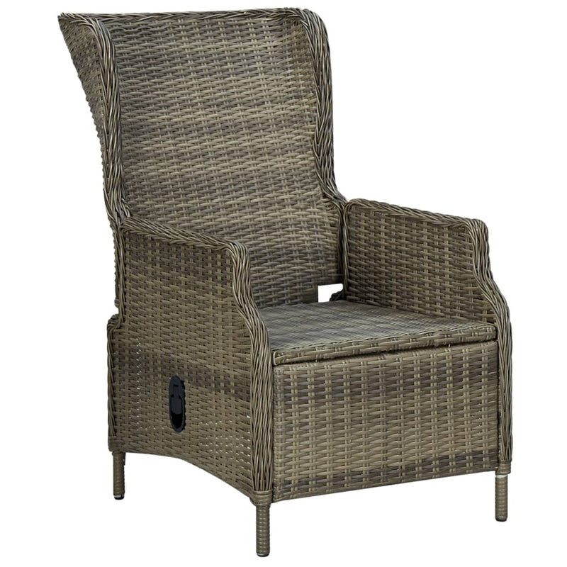 Reclining Garden Chair with Footstool Poly Rattan Brown