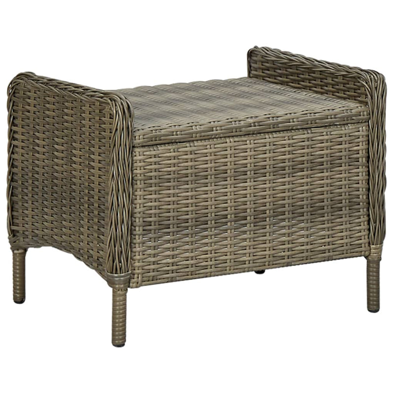 Reclining Garden Chair with Footstool Poly Rattan Brown