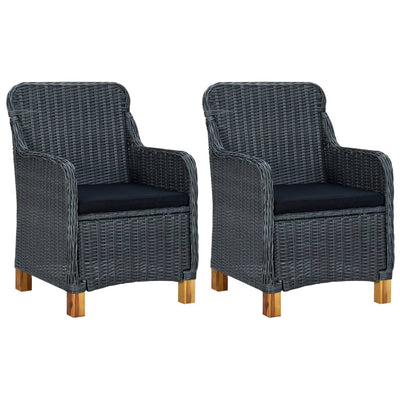 Garden Chairs with Cushions 2 pcs Poly Rattan Dark Grey