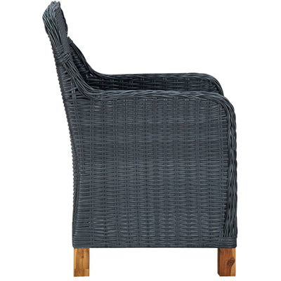 Garden Chairs with Cushions 2 pcs Poly Rattan Dark Grey