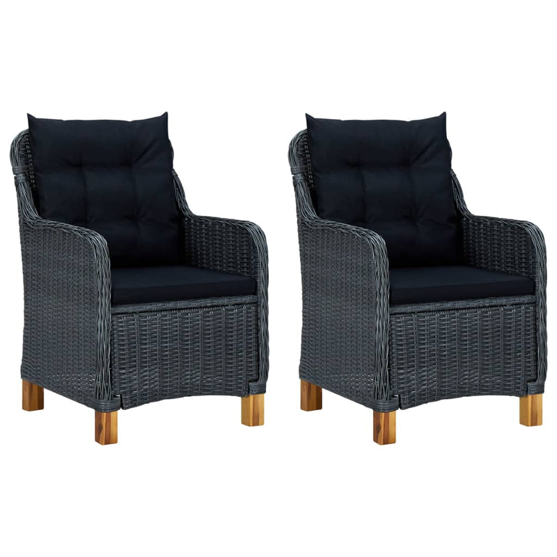 Garden Chairs with Cushions 2 pcs Poly Rattan Dark Grey