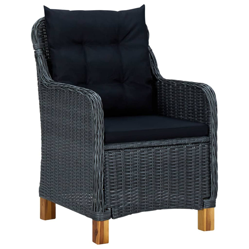 Garden Chairs with Cushions 2 pcs Poly Rattan Dark Grey