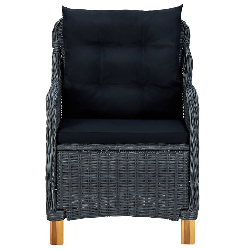 Garden Chairs with Cushions 2 pcs Poly Rattan Dark Grey