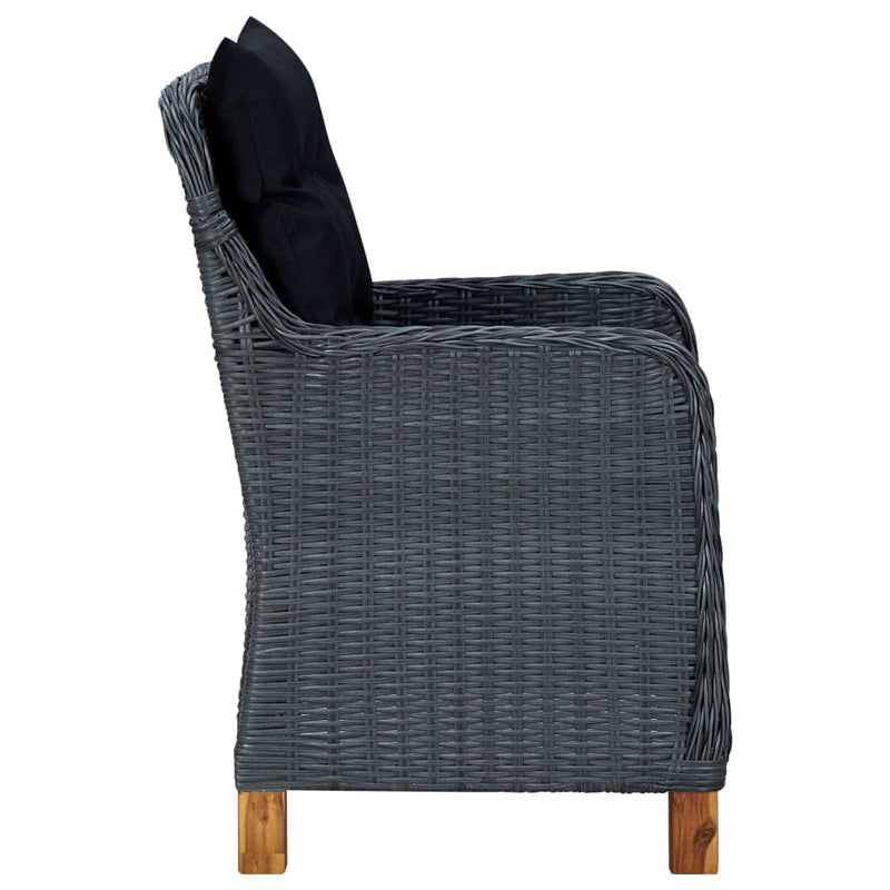 Garden Chairs with Cushions 2 pcs Poly Rattan Dark Grey