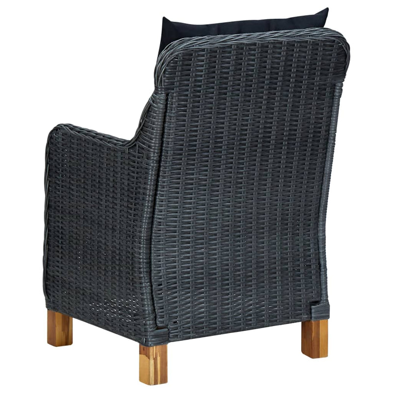 Garden Chairs with Cushions 2 pcs Poly Rattan Dark Grey