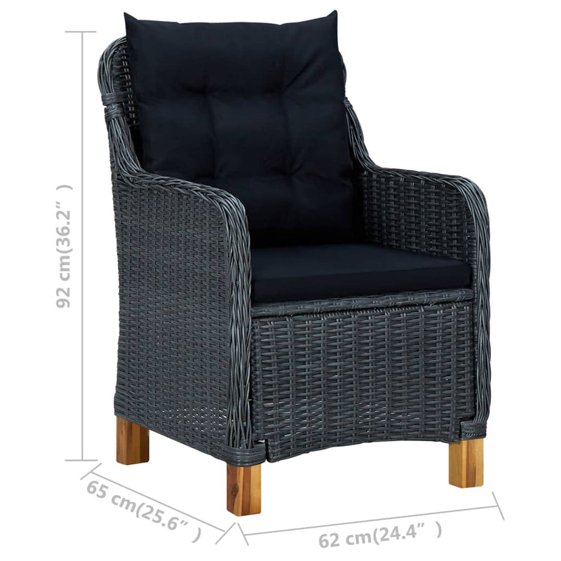 Garden Chairs with Cushions 2 pcs Poly Rattan Dark Grey