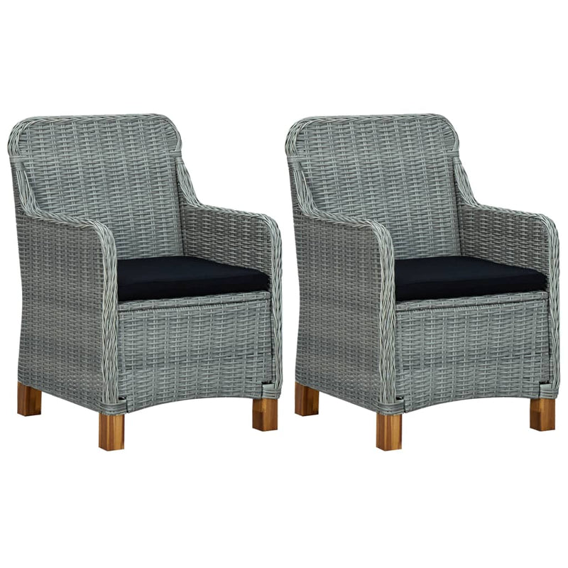 Garden Chairs with Cushions 2 pcs Poly Rattan Light Grey