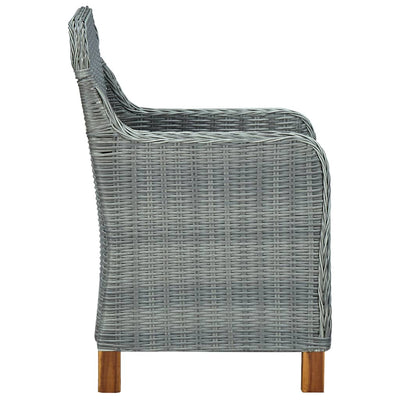 Garden Chairs with Cushions 2 pcs Poly Rattan Light Grey