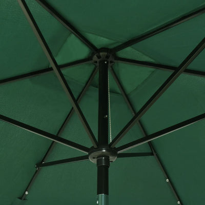 Garden Parasol with LEDs and Steel Pole Green 2x3 m