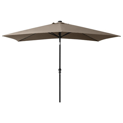 Garden Parasol with LEDs and Steel Pole Taupe 2x3 m