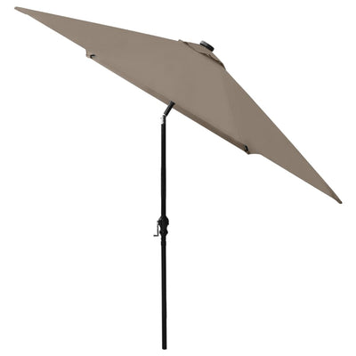 Garden Parasol with LEDs and Steel Pole Taupe 2x3 m