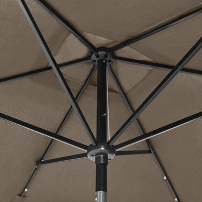 Garden Parasol with LEDs and Steel Pole Taupe 2x3 m