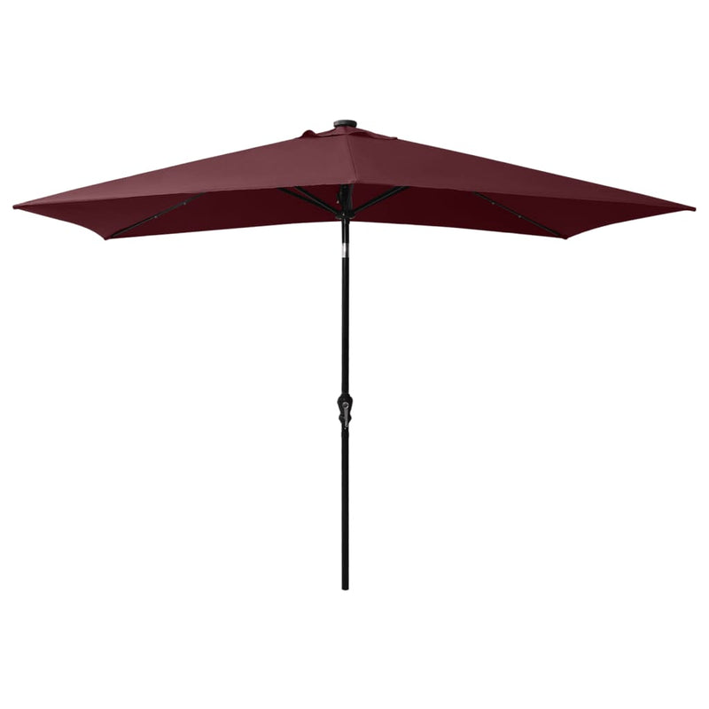 Garden Parasol with LEDs and Steel Pole Bordeaux Red 2x3 m