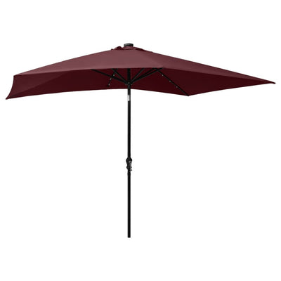 Garden Parasol with LEDs and Steel Pole Bordeaux Red 2x3 m