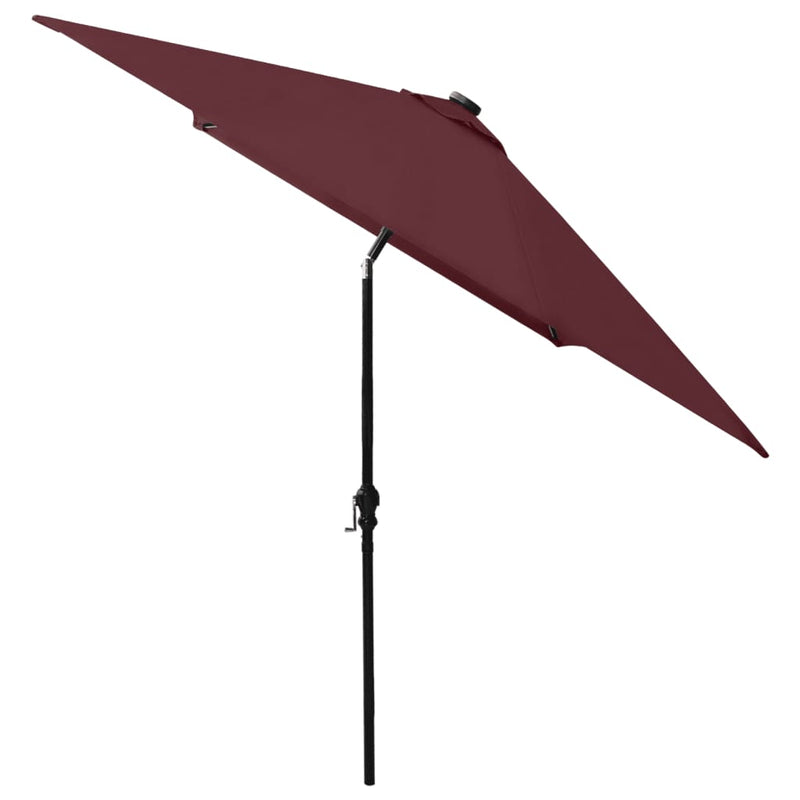 Garden Parasol with LEDs and Steel Pole Bordeaux Red 2x3 m