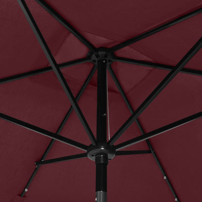 Garden Parasol with LEDs and Steel Pole Bordeaux Red 2x3 m