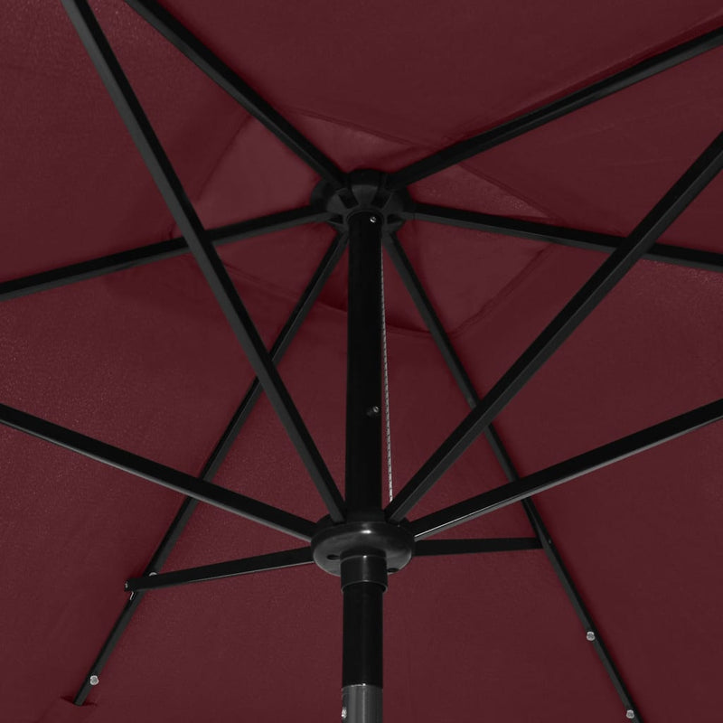 Garden Parasol with LEDs and Steel Pole Bordeaux Red 2x3 m